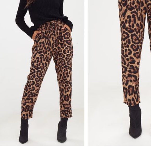 Pants - Leopard print drawstring pants joggers medium